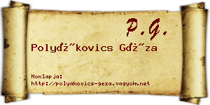 Polyákovics Géza névjegykártya